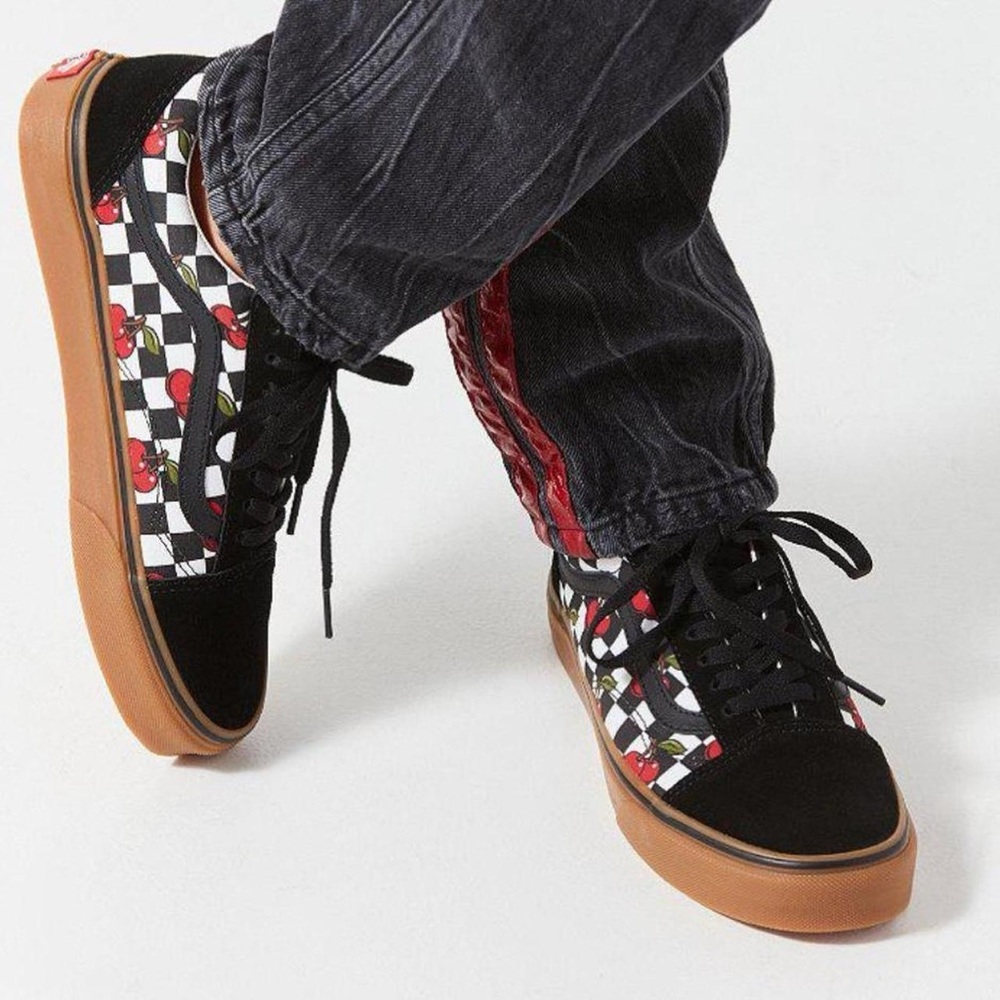 Vans Cherry Checkered Sneakers with Black and Tan